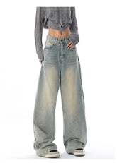 Retro light blue loose design Slim Wide-Leg Jeans